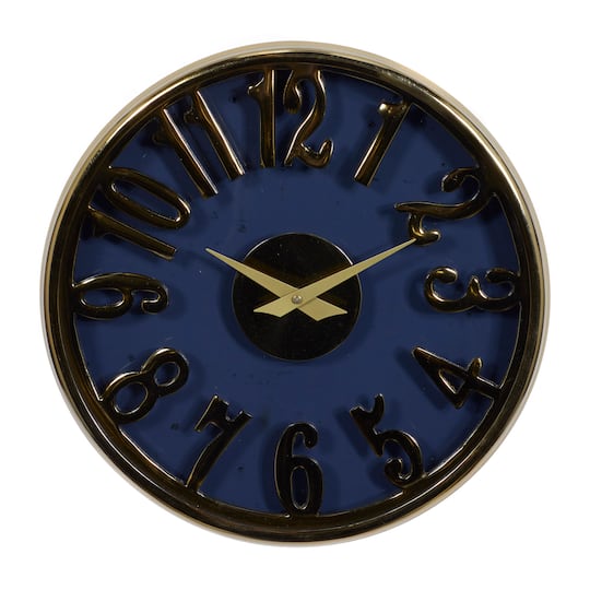 Blue Aluminum Coastal Wall Clock, 12&#x22; x 12&#x22; x 4&#x22;